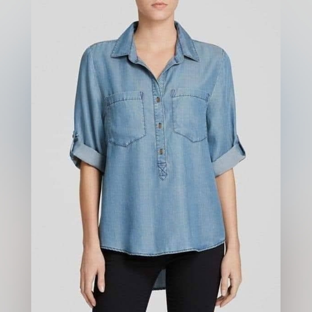 Anthropologie Cloth & Stone Popover Chambray Top